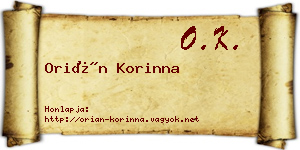 Orián Korinna névjegykártya
